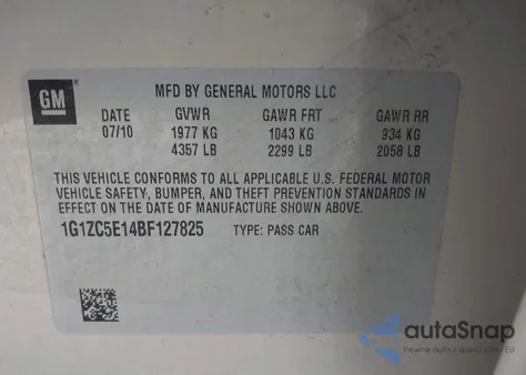 2011 Chevrolet Malibu 1Lt z USA, uszkodzony, nr VIN 1G1ZC5E14BF127825